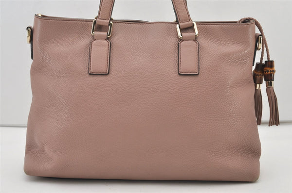 Authentic GUCCI Bamboo 2way Hand Shoulder Cross Bag Leather 365346 Pink 3397J