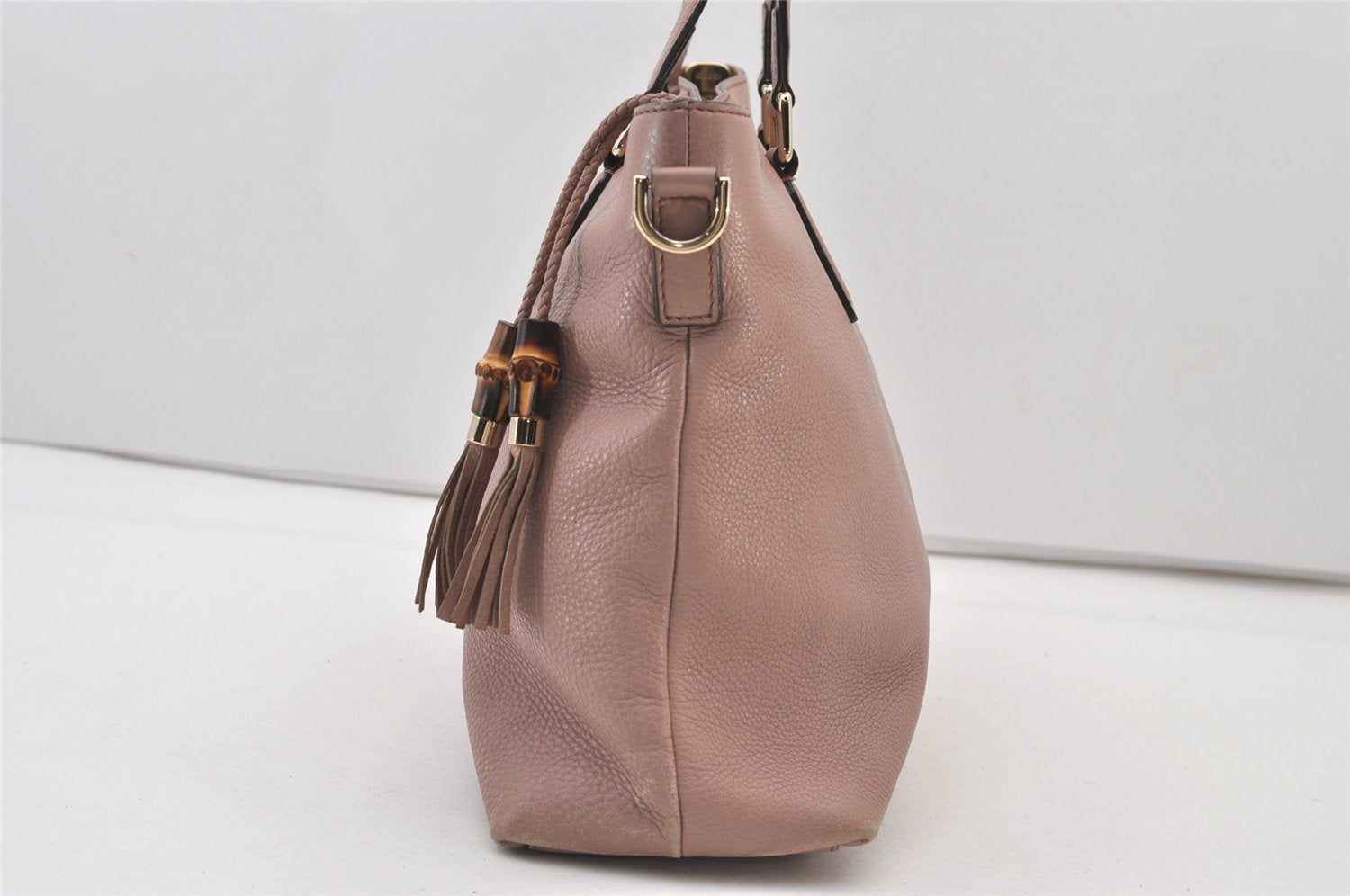 Authentic GUCCI Bamboo 2way Hand Shoulder Cross Bag Leather 365346 Pink 3397J