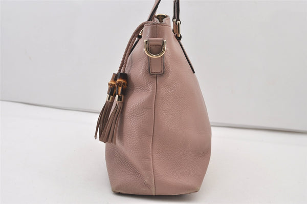 Authentic GUCCI Bamboo 2way Hand Shoulder Cross Bag Leather 365346 Pink 3397J