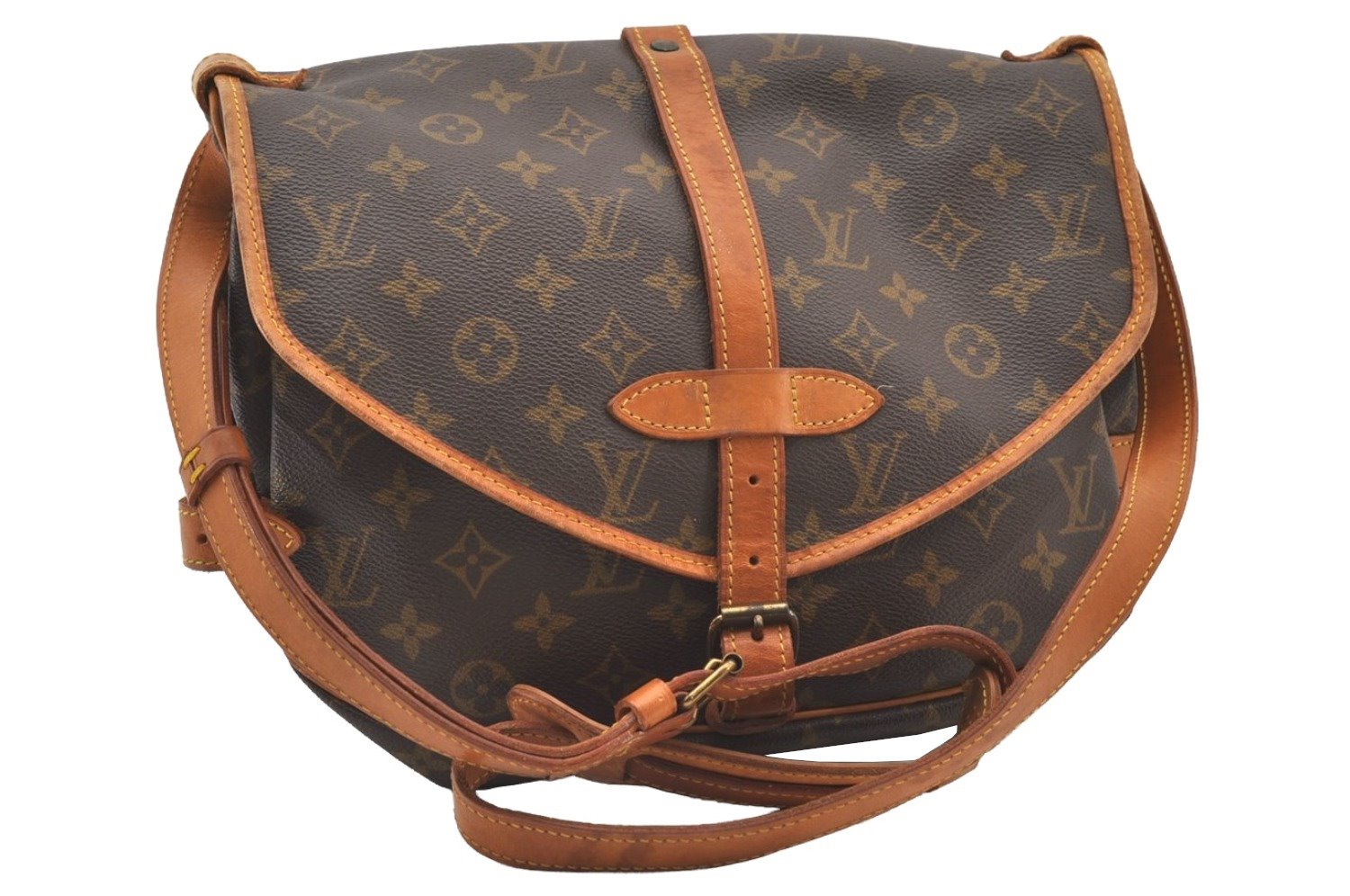 Authentic Louis Vuitton Monogram Saumur 30 Shoulder Cross Bag M42256 LV 3399J