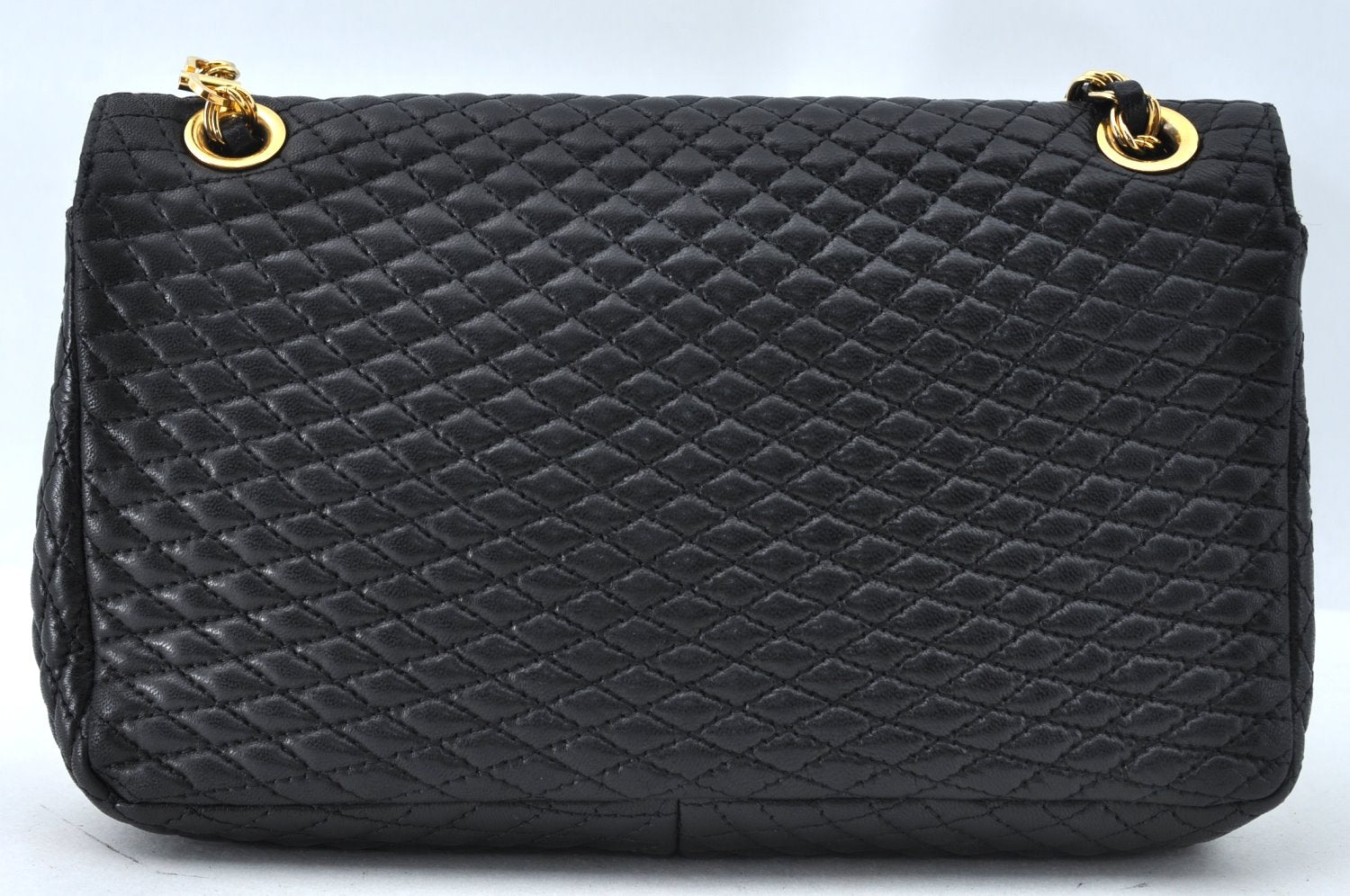 Authentic BALLY Quilting Leather Chain Shoulder Cross Body Bag Black 3400M