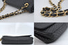 Authentic BALLY Quilting Leather Chain Shoulder Cross Body Bag Black 3400M