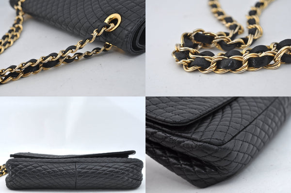 Authentic BALLY Quilting Leather Chain Shoulder Cross Body Bag Black 3400M