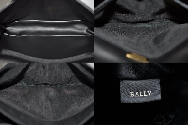 Authentic BALLY Quilting Leather Chain Shoulder Cross Body Bag Black 3400M