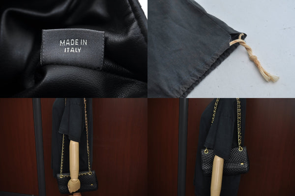 Authentic BALLY Quilting Leather Chain Shoulder Cross Body Bag Black 3400M
