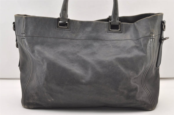 Authentic PRADA Vintage Leather Nappa 2Way Shoulder Hand Tote Bag Gray 3406J