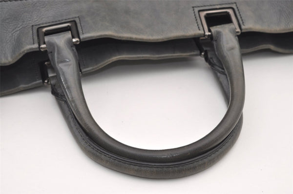Authentic PRADA Vintage Leather Nappa 2Way Shoulder Hand Tote Bag Gray 3406J