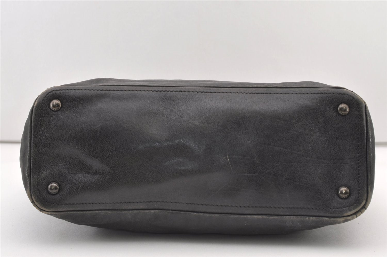 Authentic PRADA Vintage Leather Nappa 2Way Shoulder Hand Tote Bag Gray 3406J