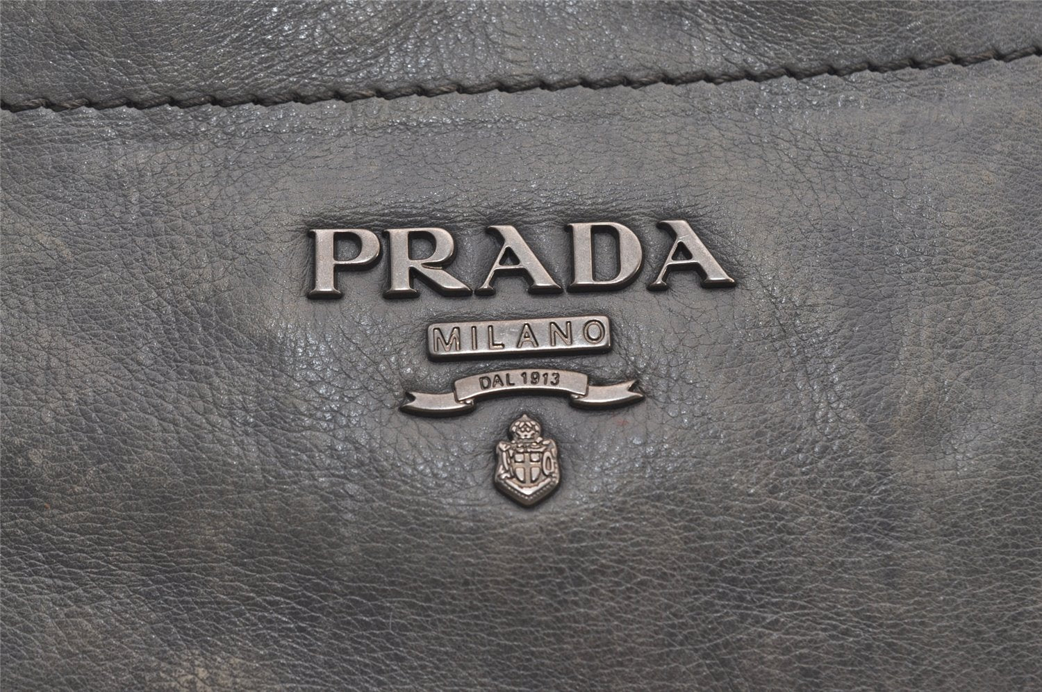 Authentic PRADA Vintage Leather Nappa 2Way Shoulder Hand Tote Bag Gray 3406J