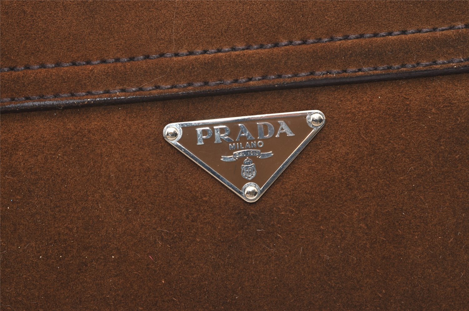 Authentic PRADA Vintage Suede Leather Shoulder Hand Bag Purse Brown 3407J