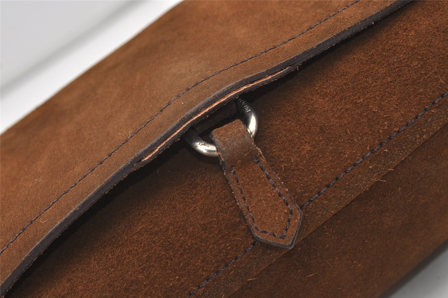 Authentic PRADA Vintage Suede Leather Shoulder Hand Bag Purse Brown 3407J