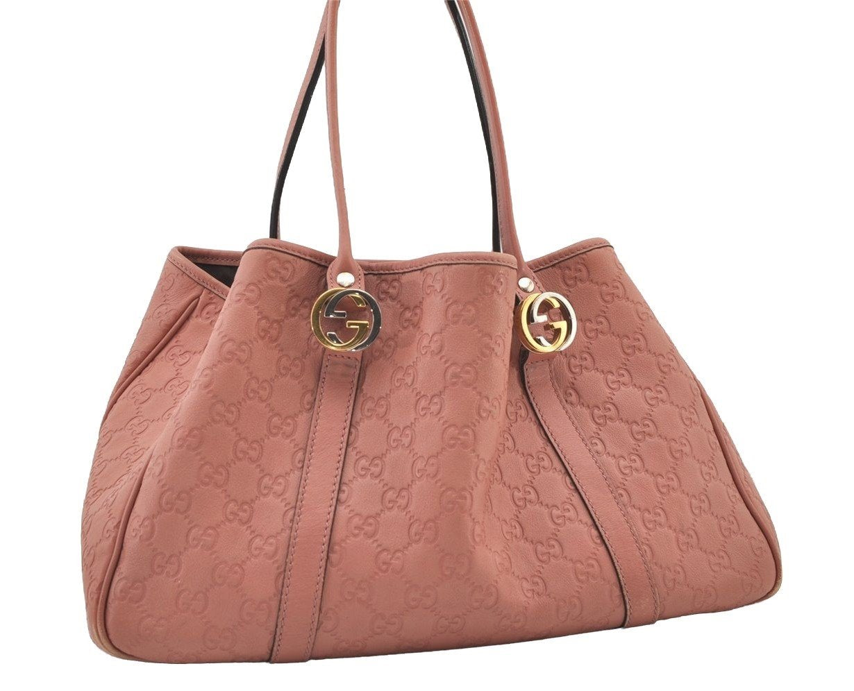 Authentic GUCCI Miss GG Guccissima Shoulder Tote Bag Leather 232957 Pink 3411J