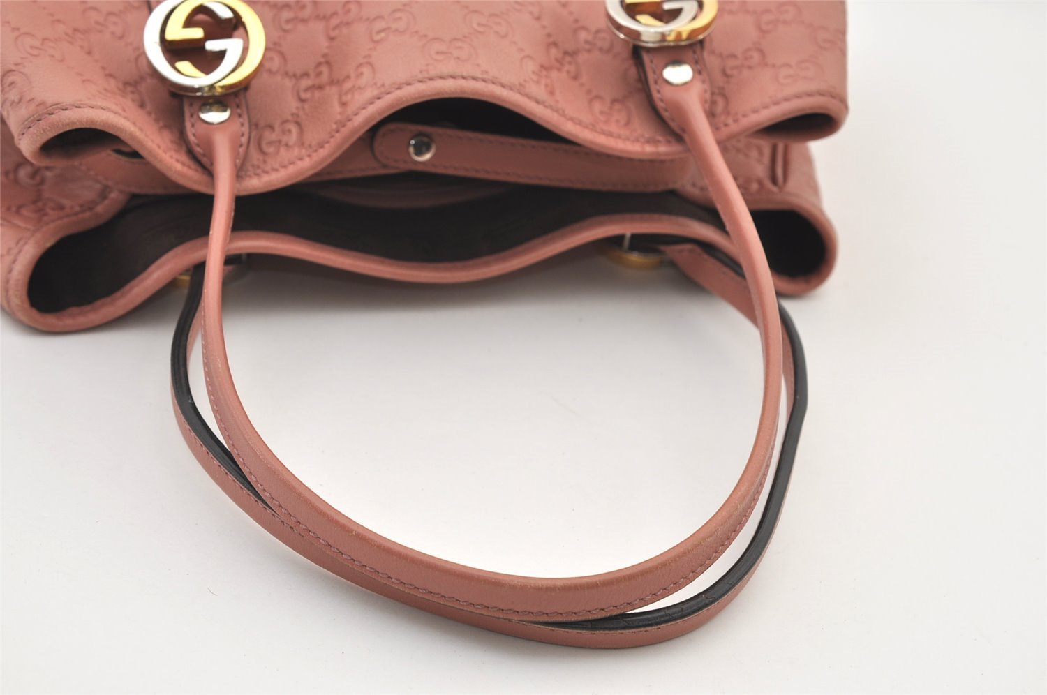 Authentic GUCCI Miss GG Guccissima Shoulder Tote Bag Leather 232957 Pink 3411J