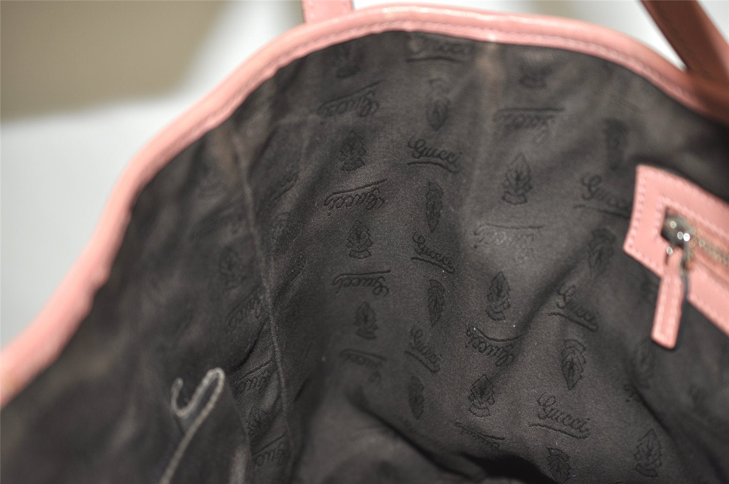 Authentic GUCCI Miss GG Guccissima Shoulder Tote Bag Leather 232957 Pink 3411J