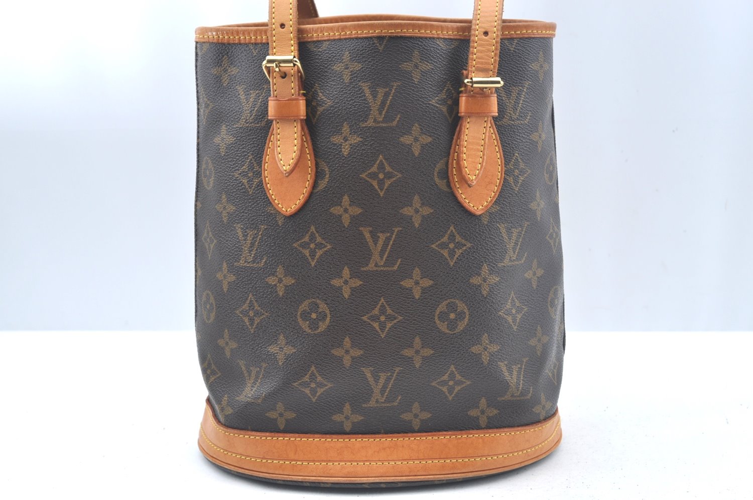 Authentic Louis Vuitton Monogram Bucket PM Shoulder Tote Bag M42238 LV 3412J