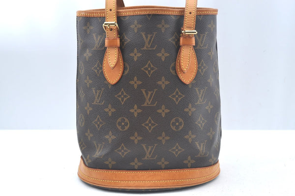 Authentic Louis Vuitton Monogram Bucket PM Shoulder Tote Bag M42238 LV 3412J