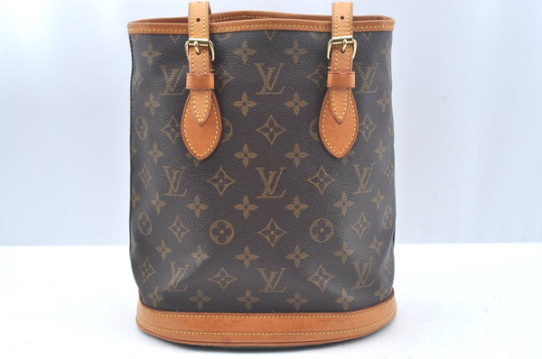 Authentic Louis Vuitton Monogram Bucket PM Shoulder Tote Bag M42238 LV 3412J