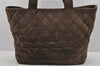 Authentic CHANEL Suede Turnlock Matelasse 2Way Shoulder Tote Bag Brown CC 3414J