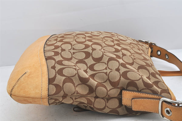 Authentic COACH Signature Shoulder Crossbody Bag Canvas Leather 9349 Brown 3415K