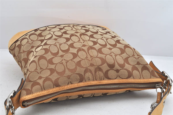Authentic COACH Signature Shoulder Crossbody Bag Canvas Leather 9349 Brown 3415K