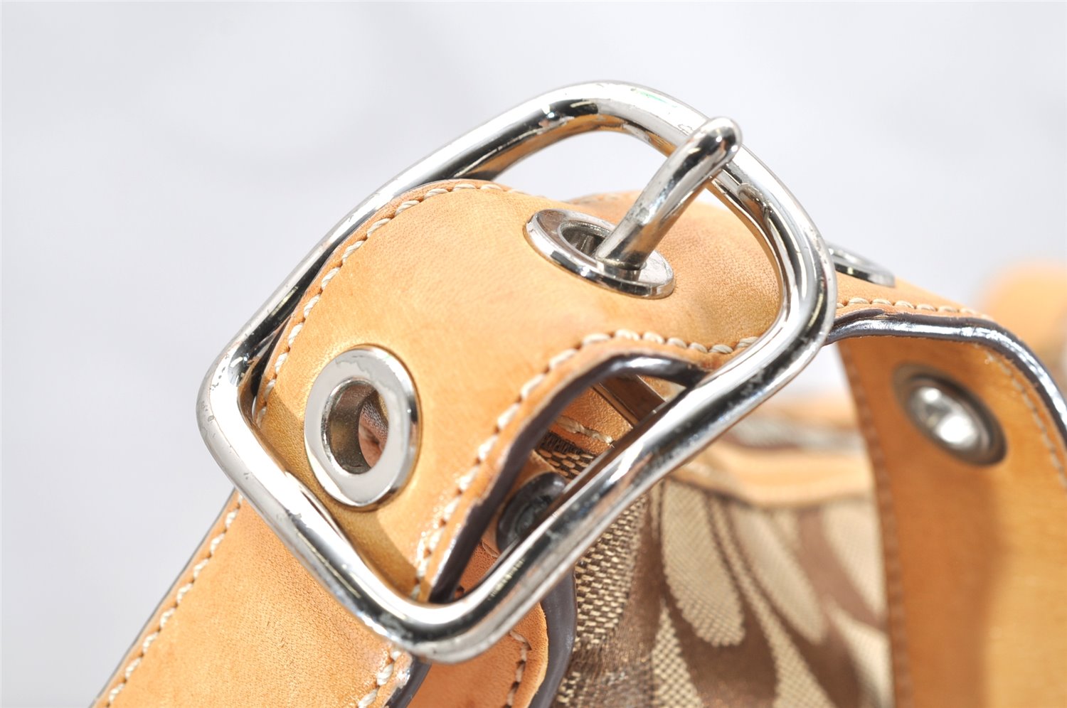 Authentic COACH Signature Shoulder Crossbody Bag Canvas Leather 9349 Brown 3415K