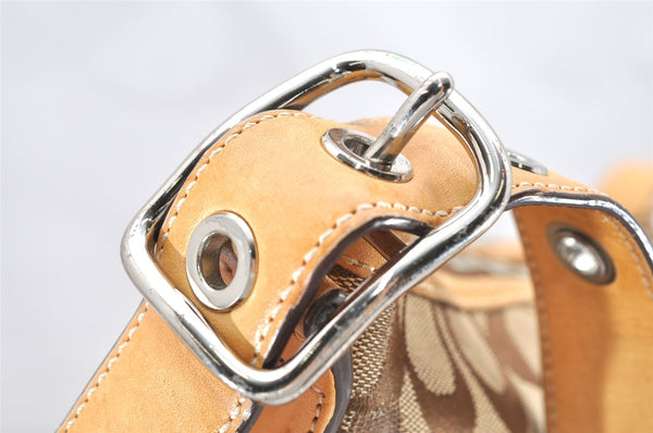 Authentic COACH Signature Shoulder Crossbody Bag Canvas Leather 9349 Brown 3415K