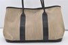 Authentic HERMES Garden Party MM Shoulder Tote Bag Canvas Leather Beige 3416J