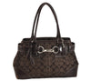 Authentic COACH Signature Shoulder Tote Bag Canvas Leather 10245 Brown 3416K