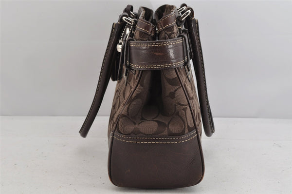 Authentic COACH Signature Shoulder Tote Bag Canvas Leather 10245 Brown 3416K