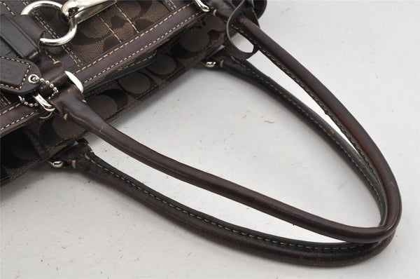 Authentic COACH Signature Shoulder Tote Bag Canvas Leather 10245 Brown 3416K