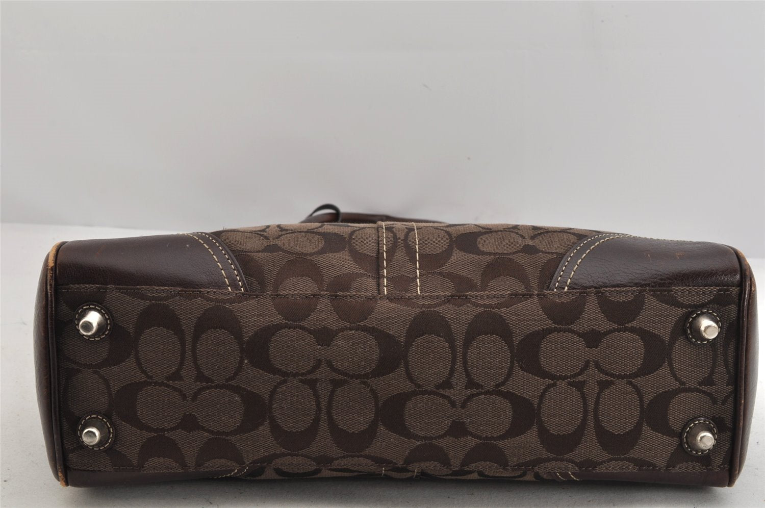 Authentic COACH Signature Shoulder Tote Bag Canvas Leather 10245 Brown 3416K