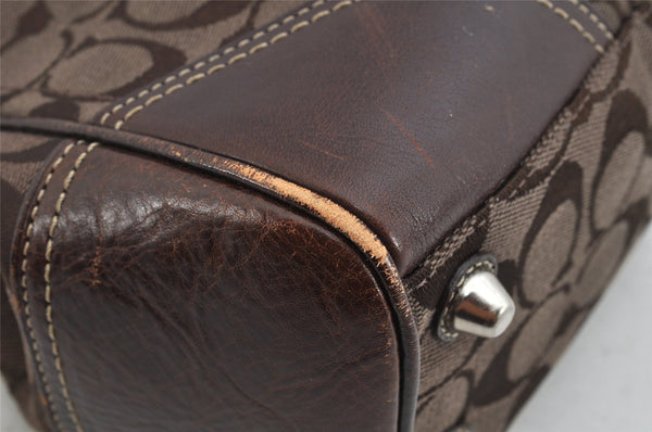 Authentic COACH Signature Shoulder Tote Bag Canvas Leather 10245 Brown 3416K