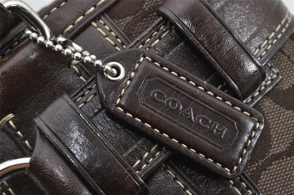 Authentic COACH Signature Shoulder Tote Bag Canvas Leather 10245 Brown 3416K