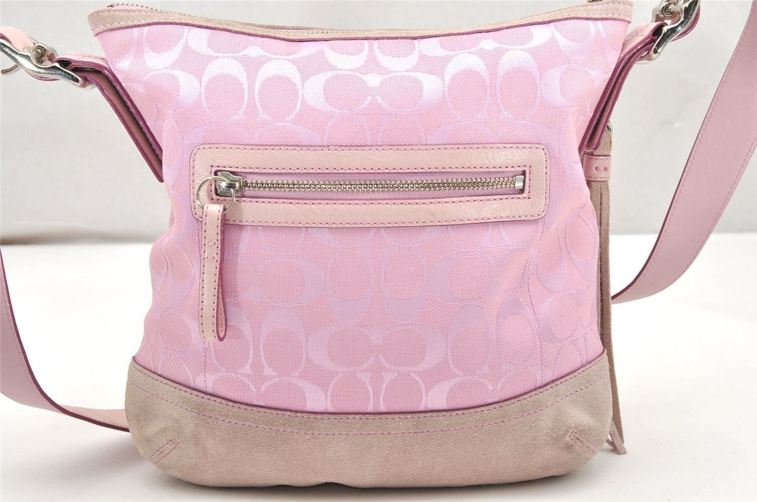 Authentic COACH Signature Shoulder Crossbody Bag Canvas Leather 9362 Pink 3417K