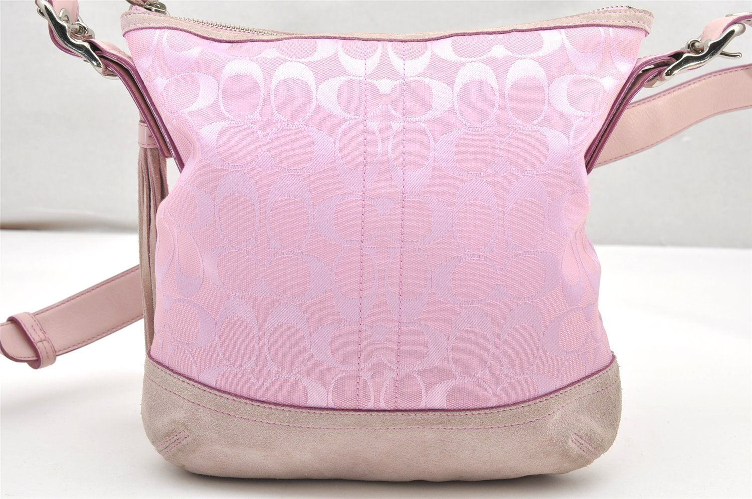 Authentic COACH Signature Shoulder Crossbody Bag Canvas Leather 9362 Pink 3417K