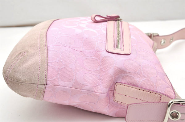 Authentic COACH Signature Shoulder Crossbody Bag Canvas Leather 9362 Pink 3417K