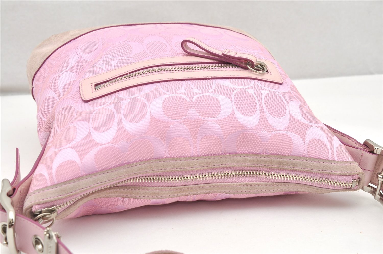 Authentic COACH Signature Shoulder Crossbody Bag Canvas Leather 9362 Pink 3417K