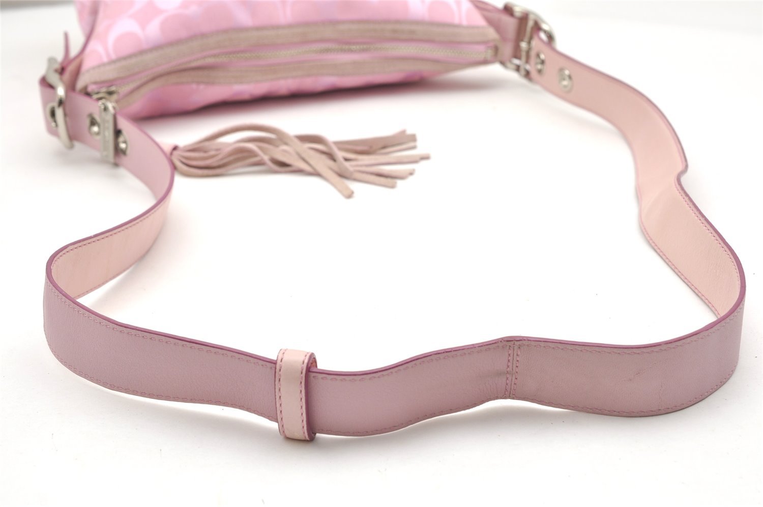 Authentic COACH Signature Shoulder Crossbody Bag Canvas Leather 9362 Pink 3417K