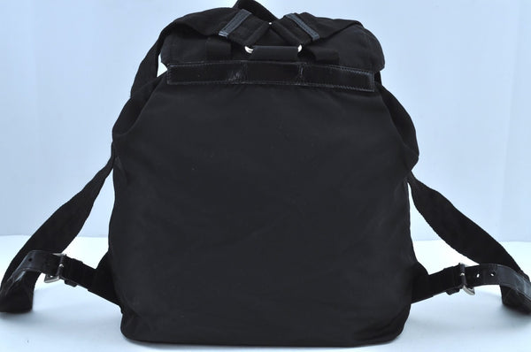 Authentic PRADA Vintage Nylon Tessuto Leather Backpack Purse Black 3418I