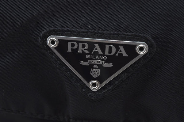 Authentic PRADA Vintage Nylon Tessuto Leather Backpack Purse Black 3418I