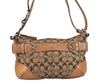 Authentic COACH Signature Shoulder Cross Bag Canvas Leather F07077 Brown 3418K