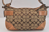 Authentic COACH Signature Shoulder Cross Bag Canvas Leather F07077 Brown 3418K