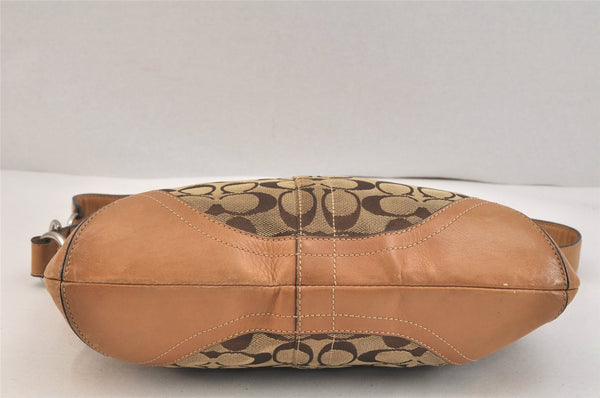 Authentic COACH Signature Shoulder Cross Bag Canvas Leather F07077 Brown 3418K