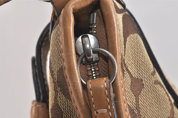 Authentic COACH Signature Shoulder Cross Bag Canvas Leather F07077 Brown 3418K