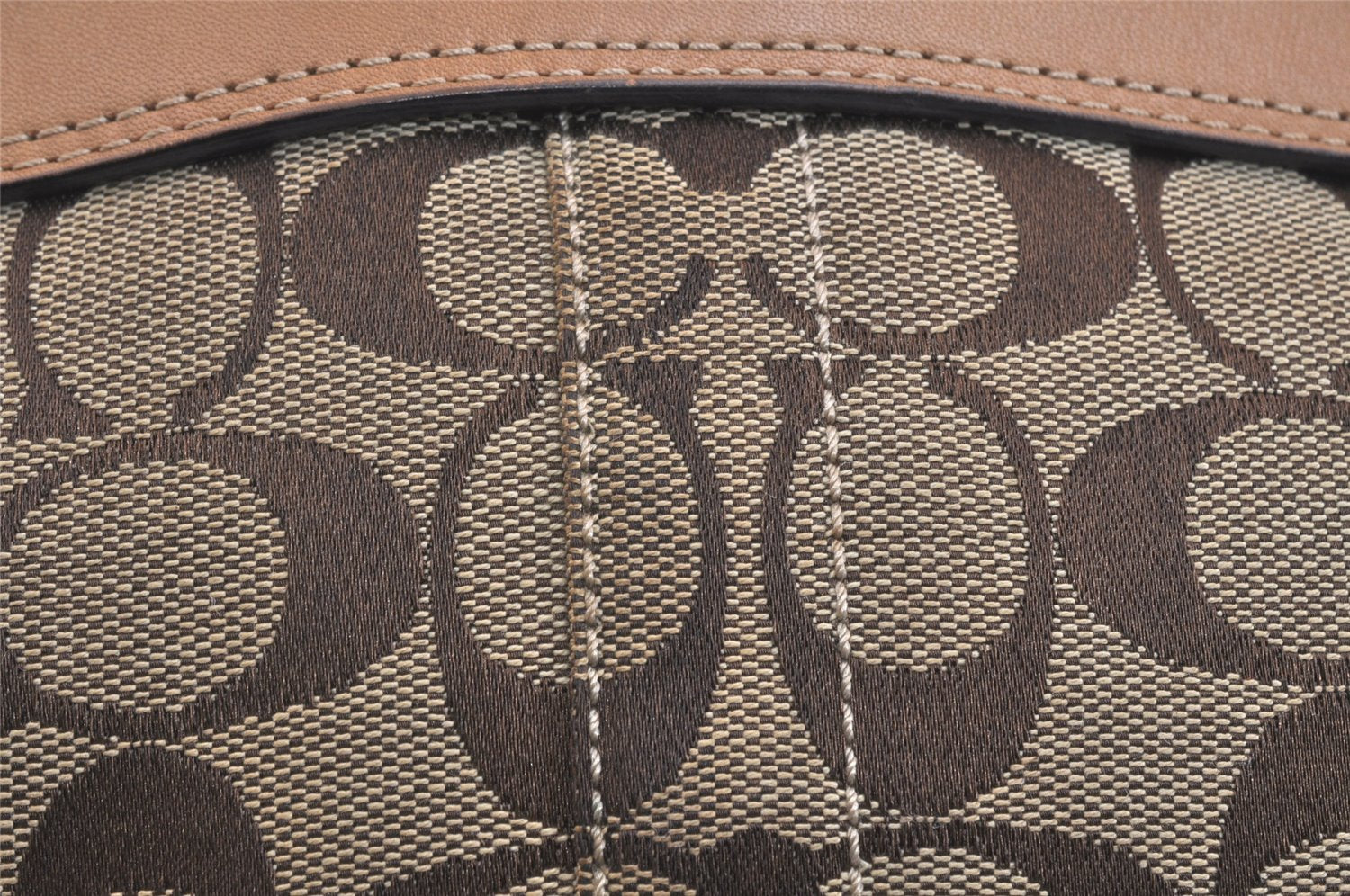 Authentic COACH Signature Shoulder Cross Bag Canvas Leather F07077 Brown 3418K