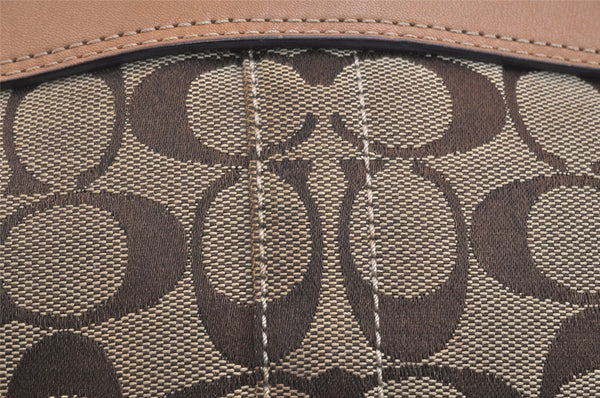 Authentic COACH Signature Shoulder Cross Bag Canvas Leather F07077 Brown 3418K