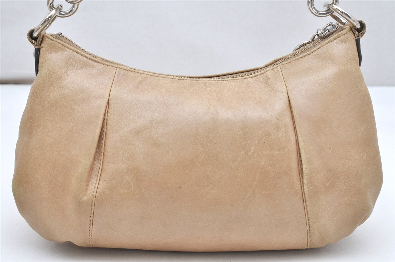 Authentic COACH POPPY 2Way Shoulder Hand Bag Purse Leather 16284 Beige 3419K