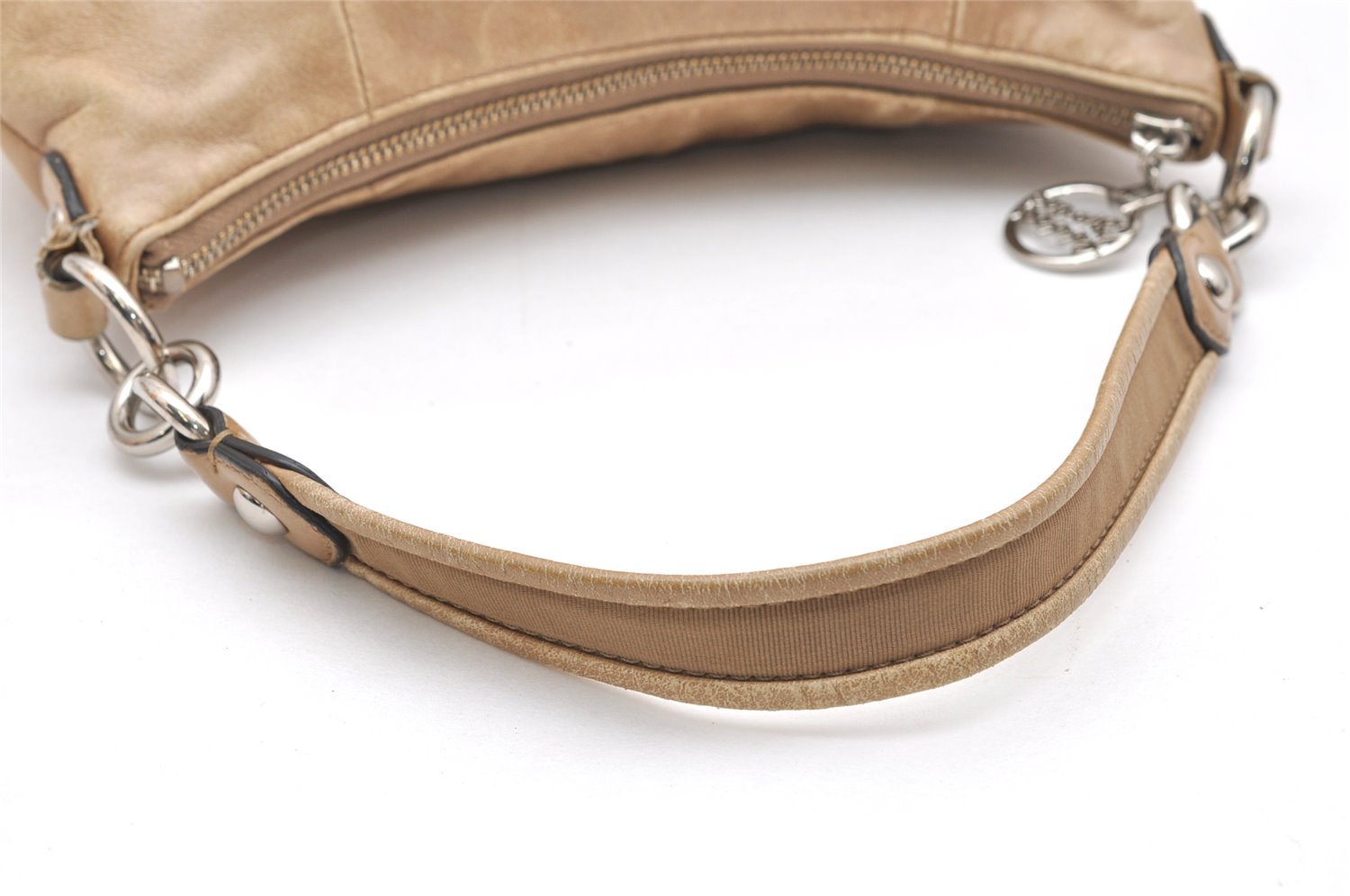 Authentic COACH POPPY 2Way Shoulder Hand Bag Purse Leather 16284 Beige 3419K