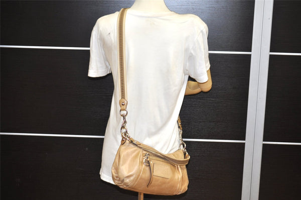 Authentic COACH POPPY 2Way Shoulder Hand Bag Purse Leather 16284 Beige 3419K