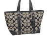 Authentic COACH Signature Hand Tote Bag Purse Canvas Leather 6043 Black 3420K